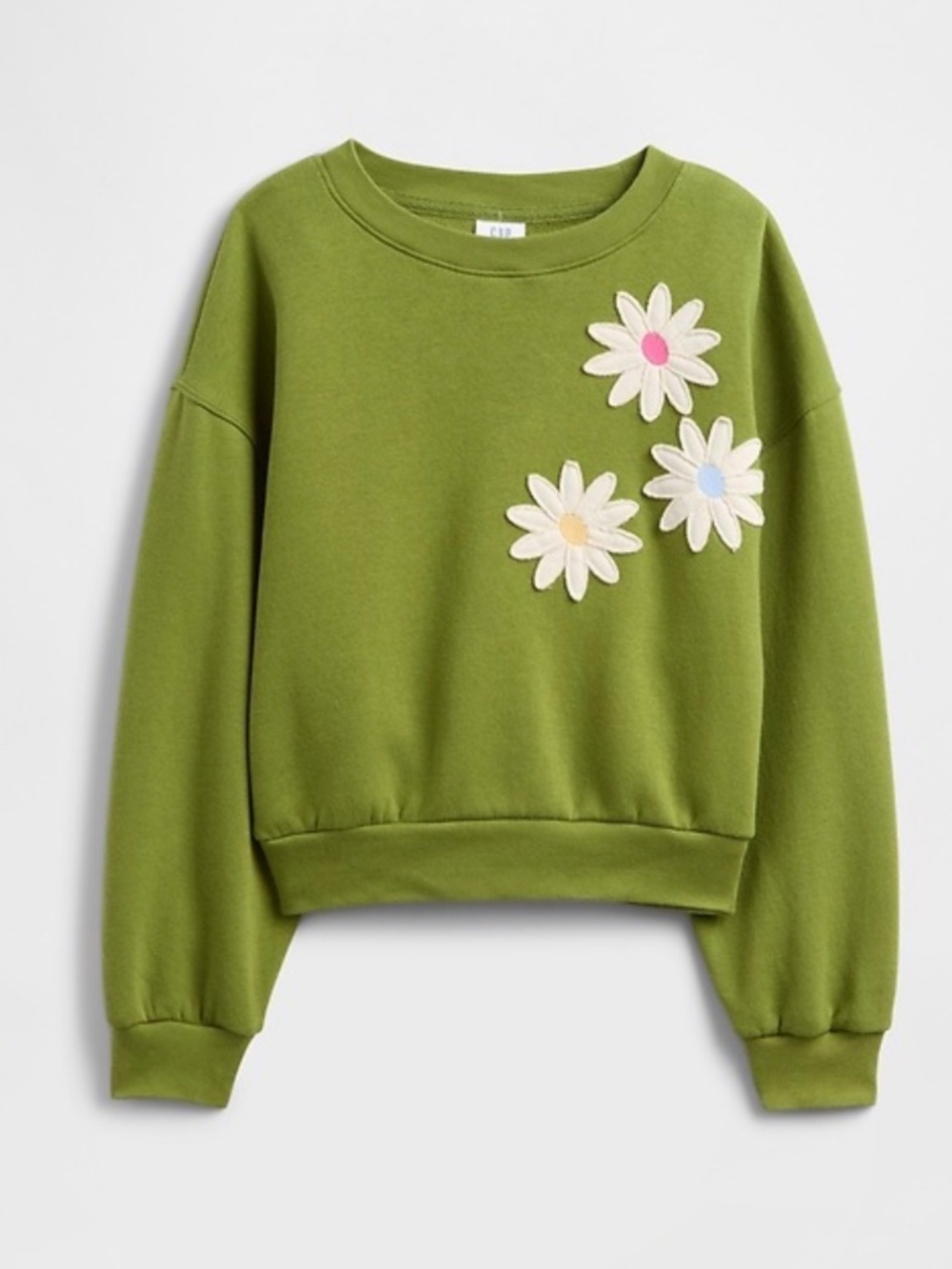 NWT Gap Girls Green Sweatshirt with Flowers - Size M (8)